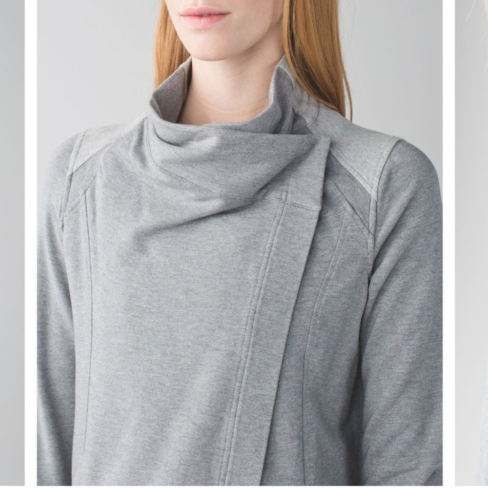 Lululemon | Coast Wrap Open‎ Front Cardigan in Heathered Mod Medium Grey Sz. 4 - Picture 2 of 16